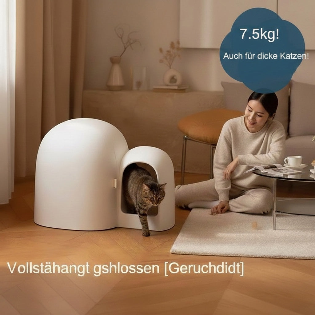 House of Tresse Space Plus Cat Loft, weiß, iglu-förmig, mit großem Eingang für Katzen bis 7,5 kg, geruchsneutral