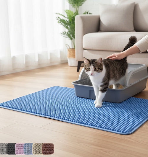 House of Tresse CleanStep Katzenstreu-Matte, blau, mit Wabenstruktur zur effektiven Streuaufnahme