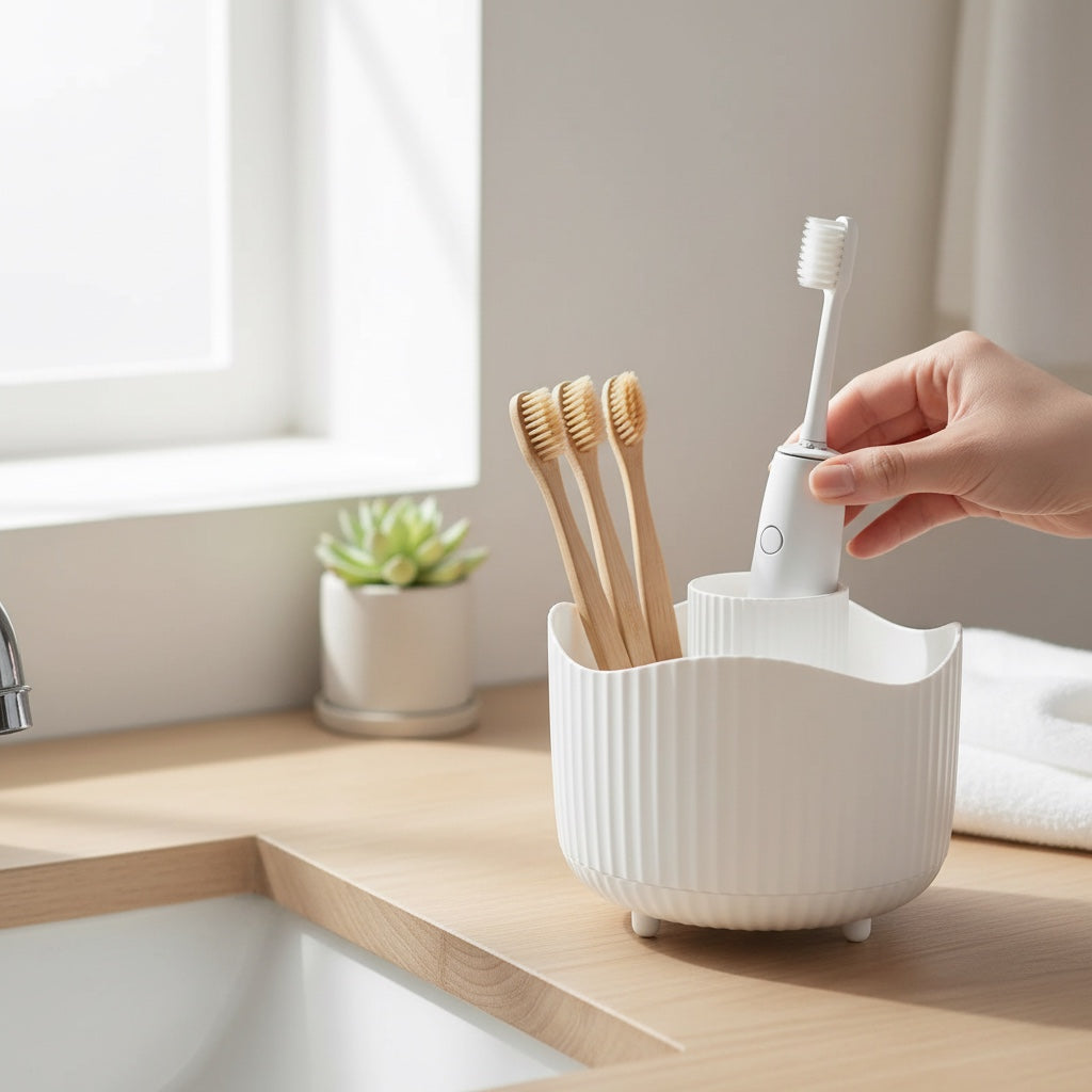 House of Tresse EasyAccess weißer Kosmetik Organizer mit mattem Finish und Anti-Rutsch-Textur, 360° drehbar