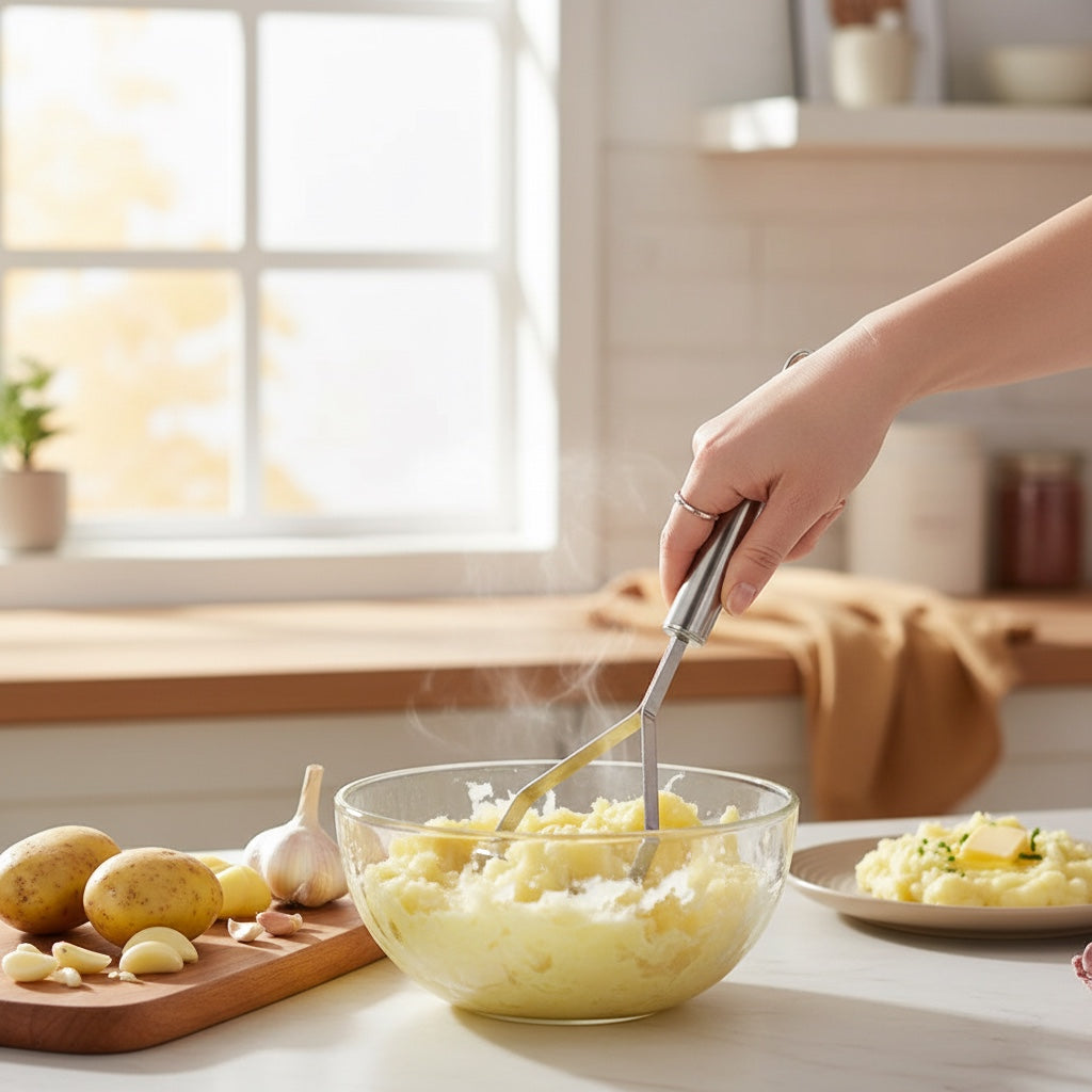 House of Tresse PüreeProfi Kartoffelstampfer aus Edelstahl mit ergonomischem Griff für cremiges Kartoffelpüree