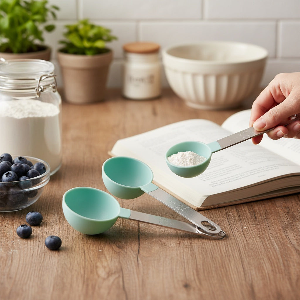 House of Tresse BakeMaster Messlöffel-Set aus Kunststoff in Mintgrün, 4-teilig, präzise Messungen für Backen
