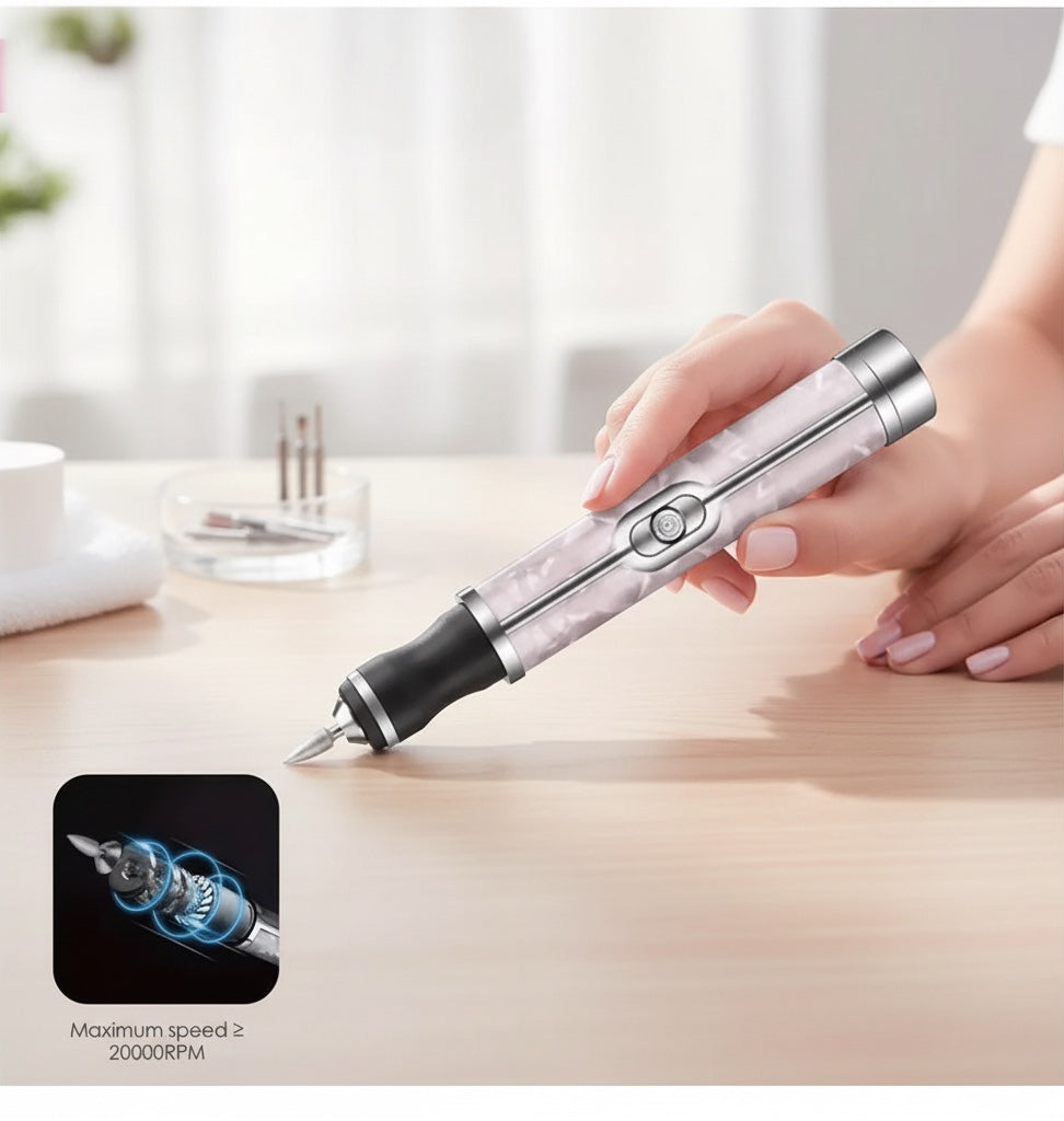 House of Tresse NailSonic kabelloser Nagelfräser in Marmoroptik mit ergonomischem Handstück für präzise Maniküre