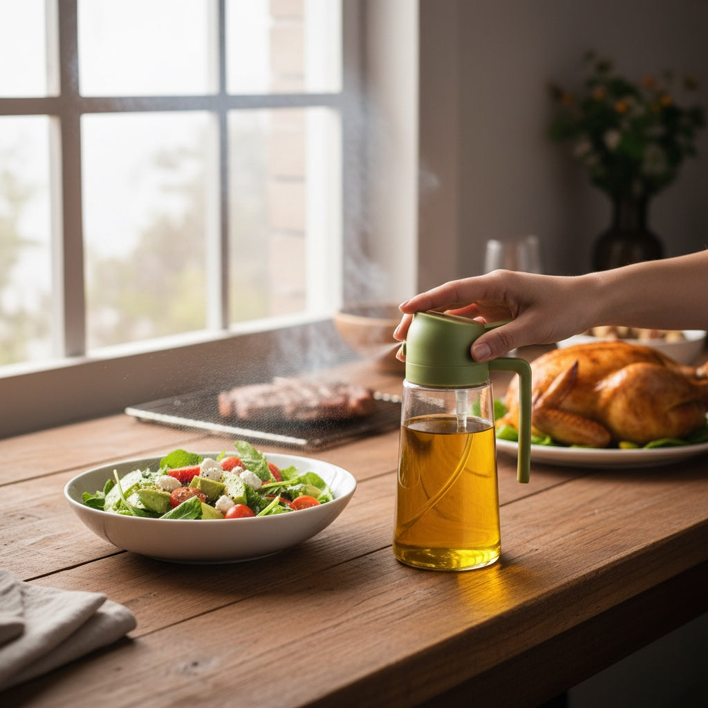 House of Tresse TwinFlow 2-in-1 Glas-Ölspender mit Sprüh- und Gießfunktion, 500ml, für Küche und BBQ