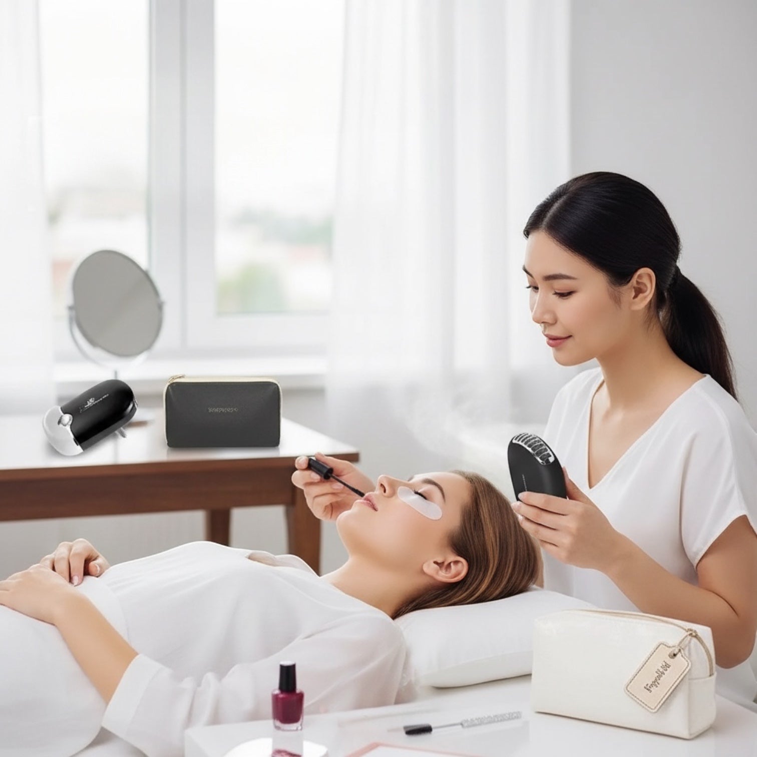 House of Tresse LashBreeze Kit mit Mini-Ventilator zur sanften Trocknung von Wimpernextensions bei einer Behandlung.