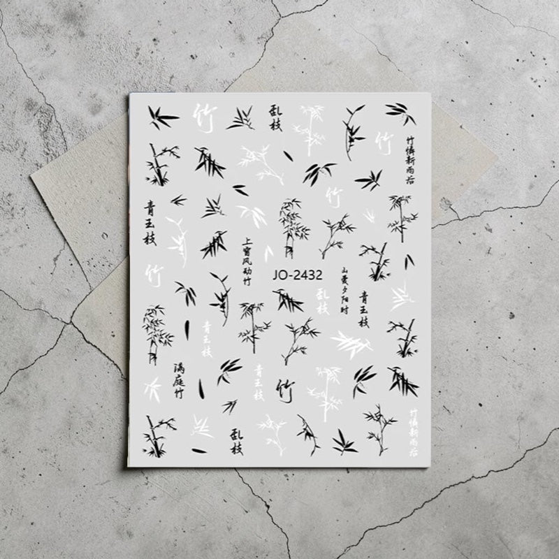 House of Tresse ZenGarden Nail Art Sticker mit Bambus-Motiven, schwarz-weiß, ultra-dünn
