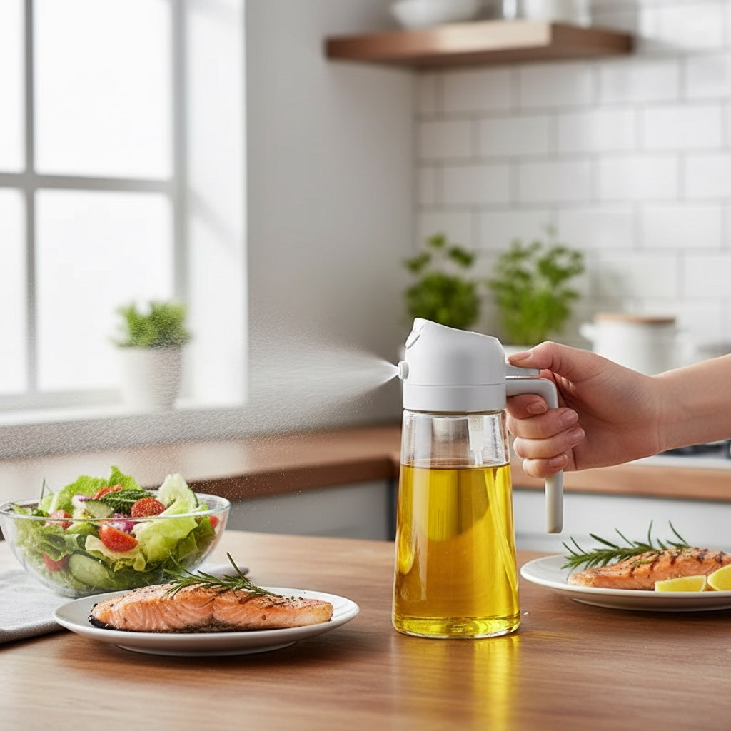 House of Tresse TwinFlow Ölsprüher aus Glas mit 2-in-1-Funktion zum Sprühen und Ausgießen, 500ml